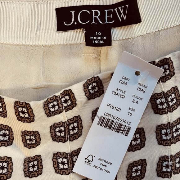 J. Crew Pleated Prep Mini Skirt in Foulard Print Ivory & Cream Sz 10 Preppy NWT - Picture 5 of 13